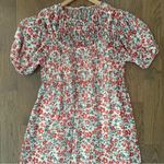 ZARA Floral Print Tulle Mesh Sheer Ruffle Maxi Dress in White, Red, Green Small Photo 4