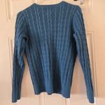 st. john's bay  Womens Large Sweater Cable Knit Long Sleeve Round Neck Pullover Blu Photo 2