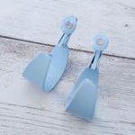 Vintage Clip On Earrings Baby Blue Chunky Retro Hoops Statement 7/8" Photo 7