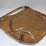 The Limited  Purse Hobo Shoulder Bag Brown Snakeskin Big Stud Silver Faux Leather Photo 6