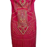 Champagne & Strawberry Embroidered Neon Strapless Dress Pink Photo 0