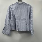 Everlane  Cotton PJ Boxy Crop Button Front Blue & White‎ Striped Long Sleeve Top Photo 5