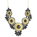 Vintage Necklace Gold & Black Statement Medallion Bib Costume Jewelry Large Photo 0