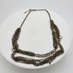 Vtg Layered Chain Necklace 28" Gold Tone Beaded Rhinestone Accent Rustic Rocker Photo 4
