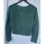 Vince  Marled Crochet Cardigan Medium Neck Long Sleeve Knit Green Open Front Photo 3