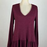 Anthropologie  Eri + Ali Maroon Waffle Knit Long Sleeve Top Photo 0