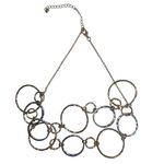 Double Strand Hammered Ring Loops Chain Link Adjustable Necklace Photo 3