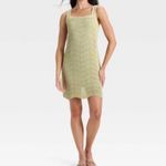 A New Day Crochet Chevron Tank Dress Light Green Size S Square Neck Sleeveless Photo 4