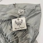 Angel Biba  Fringe Mini Skirt Size 8 | Gray Faux Suede Western Boho Festival Skir Photo 2