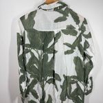 BigHit Dress Women S Green White Palm Banana Leaf Button Down Long Sleeve Boho Photo 4
