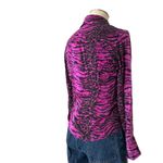 Cache Vintage Purple Zebra Print Shirt Womens Sz Large Y2K Silk Blend Pearl Snap Photo 4