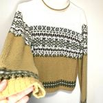 Arizona Jeans Vintage Arizona Jean Co. Womens Cowl Neck Geometric Cream White Design Sweater Photo 1