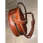 Leather Crossbody Handbag Circular Hand Tooled Handmade‎ Genuine Leather Photo 7