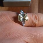 Simulated Peridot and White Diamond Sterling Silver Ring (Size 6) Photo 6