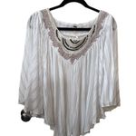 Free People  Star Gazer Lilly White Gauze Beaded Size Medium Poncho. Photo 1