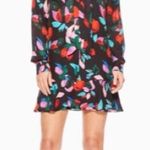 Parker  Long Sleeve Black & Pink Floral Button Down Dress Womens Small 6 Photo 0