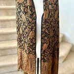 Chocolate Brown Golden Tan Reversible Paisley Fringe Pashmina Photo 0
