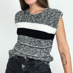 Vintage 90’s Striped Knit Sweater Vest | Size M Black Size M Photo 2