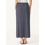 Brand New OGL Low Rise Folded Waist Striped Midi Skirt Navy Blue Stripe XS Photo 4