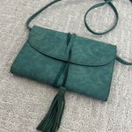 Anthropologie faux leather teal Crossbody Bag tassel buckle purse clutch Photo 2