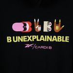 Reebok  Cardi B Black Cropped Hoodie Sweatshirt Women's Large NWT Photo 5