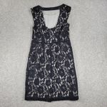 DKNY Jeans Lace Dress Womens 4 Black Faux Leather Trim Cotton Blend Sleeveless Photo 2
