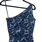 Chiara Boni NWT  La Petite Robe Hiroko 1 Shoulder Midi Dress Chat Classique Blue Photo 5