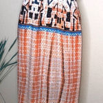 Jealous Tomato  Crocheted Halter Back Orange, White & Blue Maxi Dress Size Small Photo 0