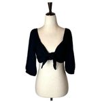 Show Me Your Mumu  Shirt Women‎ Medium Black Linen Blend Cristina Crop Top Boho Photo 2