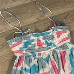 ASOS  smocked tank Dress Pink Blue abstract print sz 4 petite Photo 1