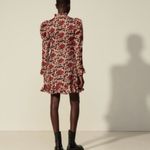 Sandro  Crystal Embellished Silk Satin Twill Lyah Mini Dress Floral XS Photo 3