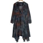 Mint Velvet Sheer Snake Print Fit & Flare Trapeze Asymmetrical Midi Dress 18 Blue Photo 1