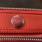 Coach RARE  Poppy Flower Signature Sequin Coral Patent Leather Photo 8