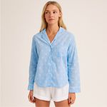 Victoria's Secret Blue Shirt with White Accents PJ Pajama Button-Down Top SZ: L Photo 6