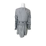 ZARA Women’s TRF Blue Striped Floral Embroidery Dress V-Neck Long Sleeve Size M Photo 3
