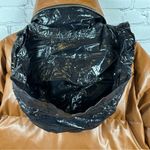 SAM. Isabel Vegan Down Puffer Jacket Faux Leather Stowaway Hood Saddle Brown S Photo 12