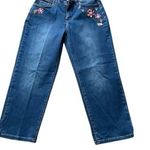 Croft & Barrow Vintage Cropped Jeans Floral Embroidered Capri Dark Wash Sz 6 Photo 0