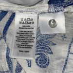 Joie  Women’s L Blue White Linen Batik Printed Button Up Roll Sleeve Shirt Dress Photo 5