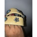 Western Belt Sz L Turquoise Concho Silver Yellow Leather Snakeskin 36.5" Photo 5