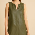 Banana Republic Olive Green Sleeveless Pleather Women's Tunic. Size-Small Photo 0