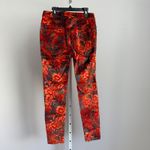 Free People Floral Velvet Moto Pants sz 6 Orange Burning Man Funky Art to wear Photo 5