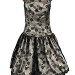 Jessica McClintock Strapless Black Gold Lace Tulle Sparkle Prom Party Dress Photo 0