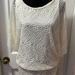 Brittany Black White Lace Short Sleeve Top in L Size L Photo 0