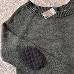 Market & Spruce  Women’s GreenButton Back Sweater with Black Elbow Patches Size M Photo 5