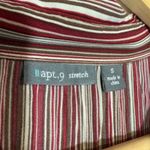 Apt. 9  Stretch Small Striped Red 3/4 Sleeve Top V-Neck Buttoned Retro Y2K‎ Work Photo 6