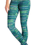 Athleta  Retreat Chaturanga Leggings 7/8 Athletic Tight Green Blue Stripe Size M Photo 0