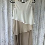 S.L. Fashion Asymmetric Flounce Tiered Ruffle Neutral Color Block Sheath Dress 8 Photo 1