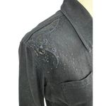 Chico's 3 Platinum Cotton Black Denim Jacket Sequins/Embroidery XL NWOT Photo 1