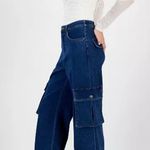 Tinseltown NWT  Cargo Wide Leg Jeans Blue Denim Elastic Waist Juniors Size 3/26” Photo 9