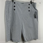 Soho Apparel Womans  Pullon Bermuda Shorts Large Blue White Stripe NWT Photo 0